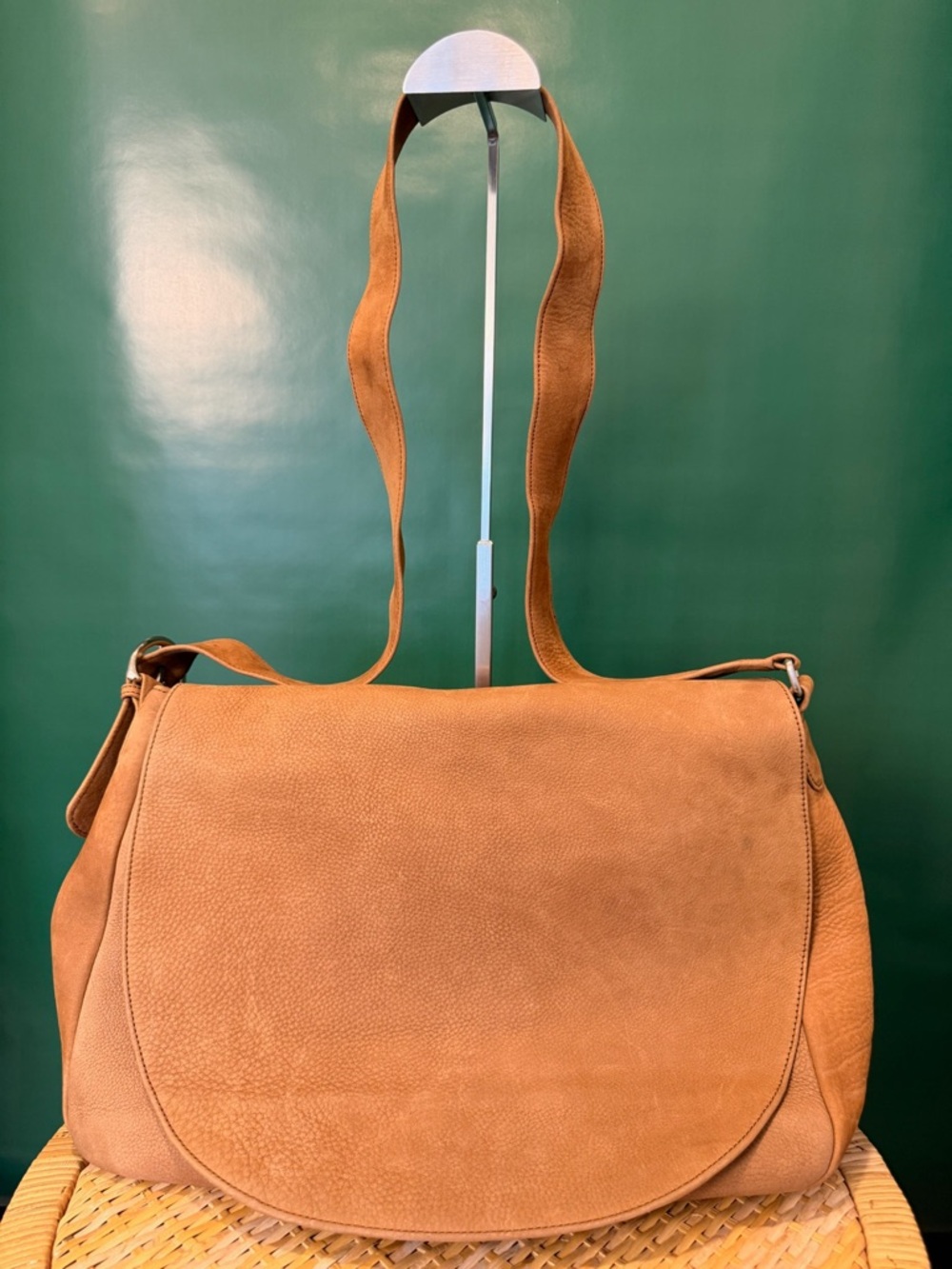 Vintage Eddie Bauer Saddle Tan Leather Messenger Bag